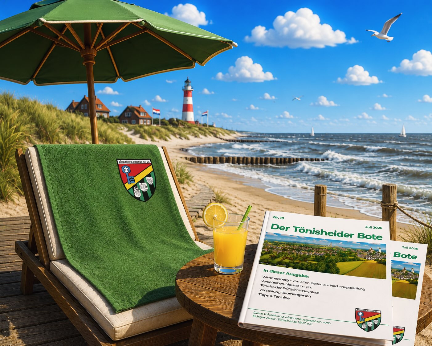 Die zehnte Ausgabe des „Tönisheider Boten“, der Ortsteilzeitung des Bürgervereins, ist online!
Ihr findet sie auf unserer Homepage bv-toenisheide.de unter dem Menüpunkt „Neuigkeiten & Bote“. 
Themen in der neuen Ausgabe: Wimmersberg, Verkehrssicherheit, Blumengarten, Tips&Termine, TöNachlese und vieles mehr! Die Papierausgabe wird in den nächsten Tagen in begrenzter Auflage an folgenden Stellen ausgelegt:
– Marienapotheke Nevigeser Straße, auf der Sitzbank im Eingangsbereich
– Café am Kirchplatz

Nach den Sommerferien planen wir eine Informationsveranstaltung für alle interessierten Tönisheiderinnen und Tönisheider zum Thema „Verkehrssicherheit auf Tönisheide“. 
Wir werden Referenten einladen, die zu aktuellen Umbaumassnahmen und Gefahrenstellen im Ort berichten können.
In einer Diskussionsrunde können die Teilnehmenden dann eigene Standpunkte zum Thema darlegen.
Genauere Informationen zum Datum und zum Ort folgen im Mail-Newsletter und in den Medien.

Vorab möchten wir uns ein Meinungsbild von euch einholen: Wir haben einen Online-Fragebogen erstellt, der uns bei der Einschätzung, ob auf Tönisheide Bedarf an einer Verkehrsberuhigung gesehen wird und welche Maßnahmen für Tönisheide vorgeschlagen werden, helfen soll.
Anhand der Ergebnisse können wir die Wichtigkeit des Themas einschätzen und unser Engagement in diesem Bereich besser planen.
Wir freuen uns, wenn ihr einen Moment Zeit für den kleinen Fragebogen entbehren könnt. Vielen Dank vorab!
Die Links zur Umfrage und zur Petition „Verkehrssicherheit“ findet ihr auf unserer Homepage.
Wir wünschen allen Leserinnen und Lesern schöne Sommerferien und viel Spass bei der Lektüre.
Euer Redaktionsteam des Tönisheider Boten

#buergerverein #toenisheide #ttown #auftoenisheide 
#velbert